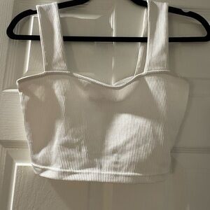 White Ribbed Crop Top